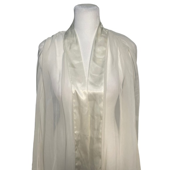 Victoria's Secret Sheer Bed Jacket Ivory Satin Flowy Coquette Robe Women's OS - Picture 3 of 7
